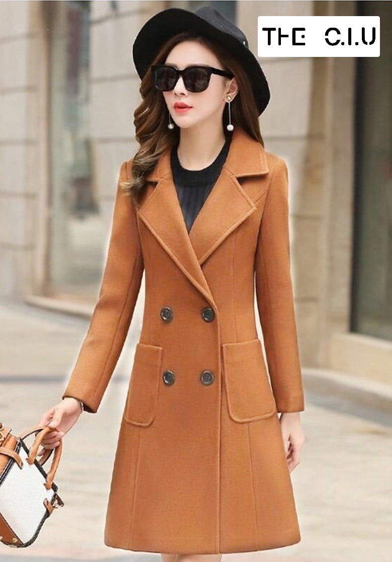 Áo khoác dạ màu cam lịch lãm