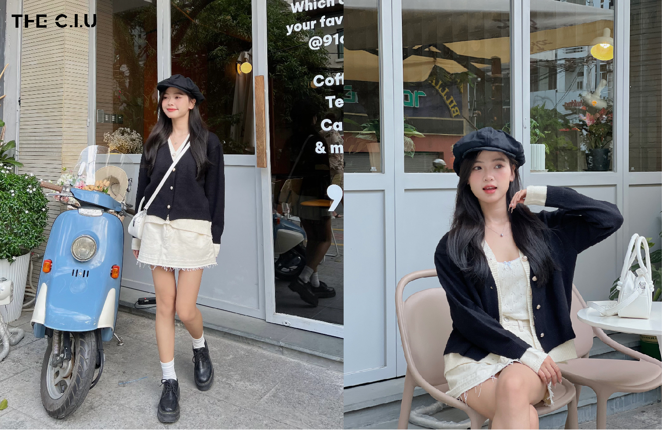 Những chiếc cardigan là phụ kiện không thể thiếu khi phối đồ theo phong cách này