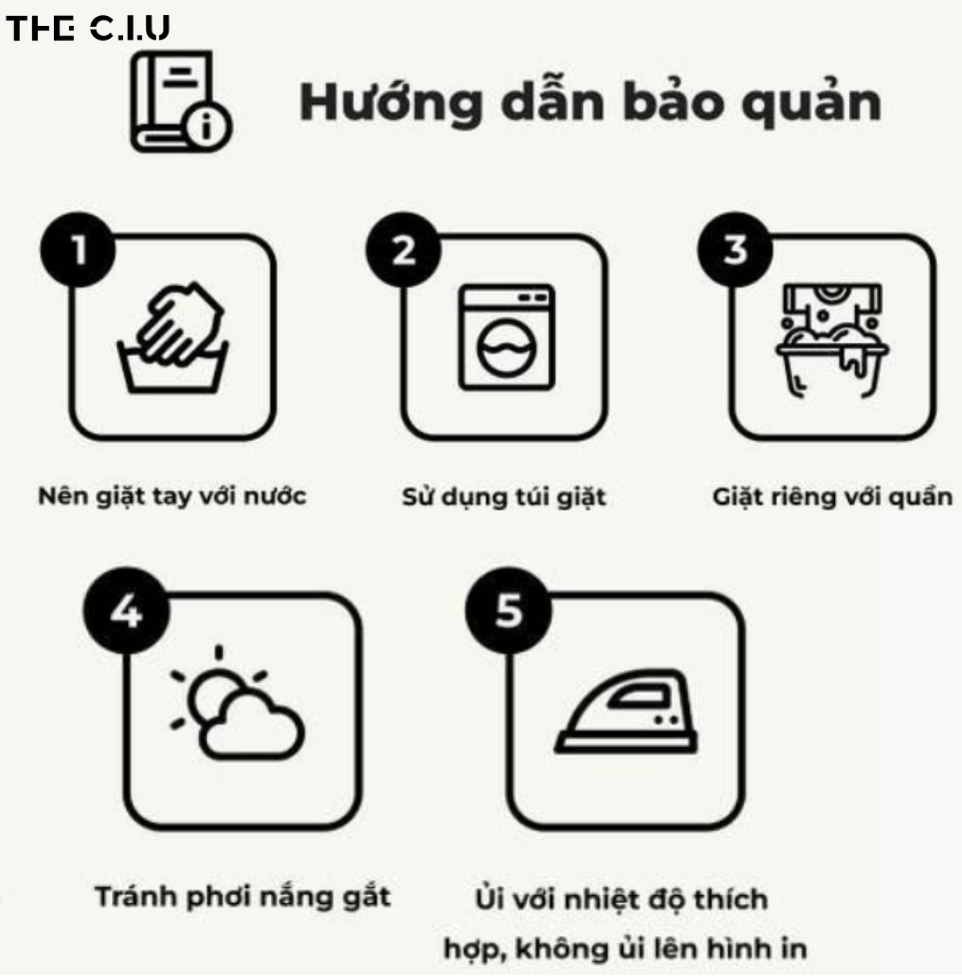 Hướng dẫn cách bảo quản áo thun tay ngắn in chữ THE C.I.U - Baby Tee