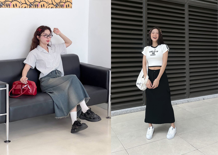 Chân Váy Midi Dài Kết Hợp Với Áo Gì Cho Đẹp?