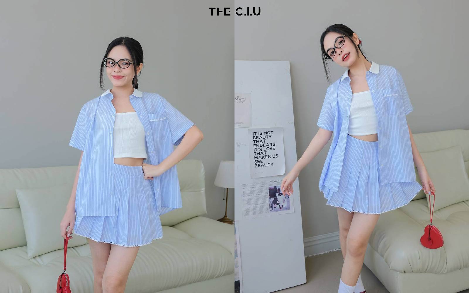 Khi phối chân váy xếp ly ngắn cùng áo sơ mi tay ngắn, nàng có thể tự tin tỏa sáng trong mọi hoàn cảnh