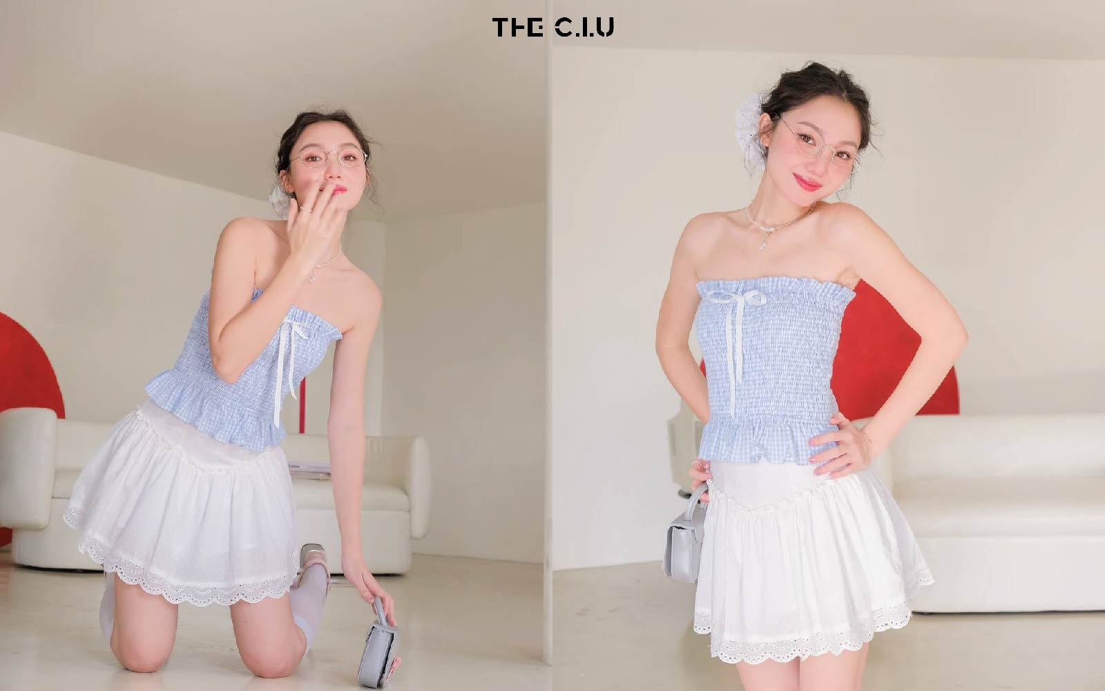 Chân váy xòe kết hợp áo ống mang đến vẻ đẹp tươi trẻ và duyên dáng