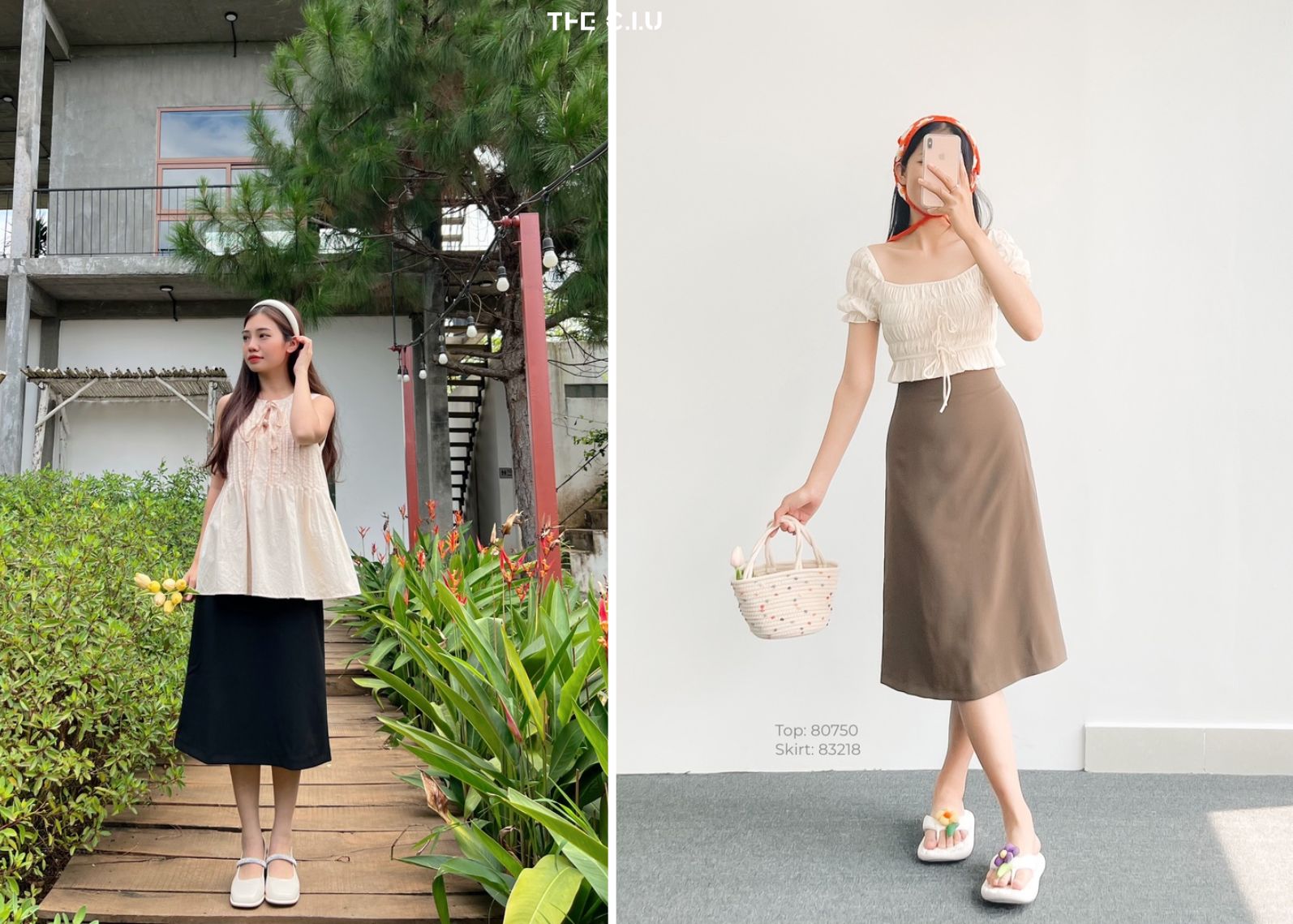 Chân váy midi trơn đơn giản tại THE C.I.U có form dáng chuẩn