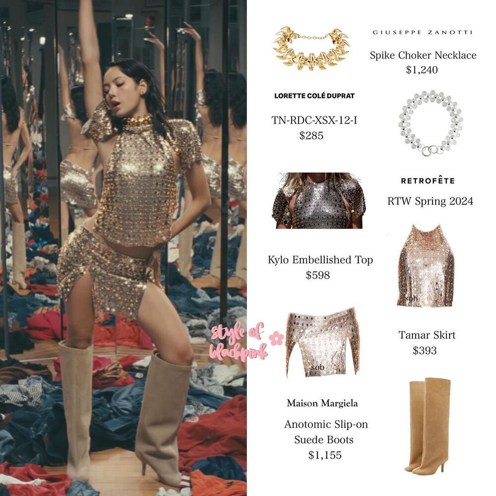 Thương hiệu xa xỉ chiếm sóng khắp MV đến từ Retrofête. Lisa cùng Retrofête cùng làm nên hai tạo hình với rung cảm tương phản hoàn toàn.