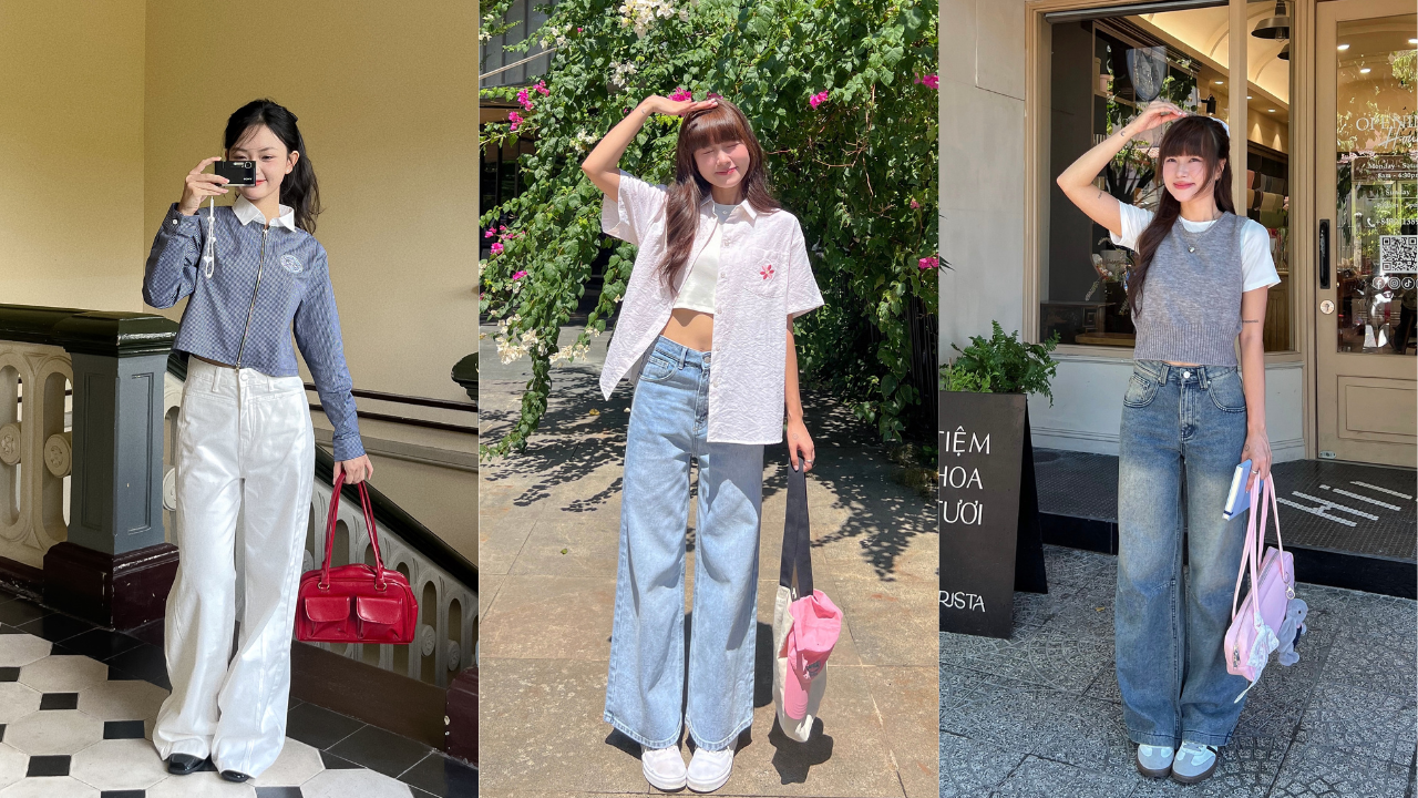 5+ Cách Phối Đồ Như Fashionista Với Quần Jean Nữ Ống Rộng