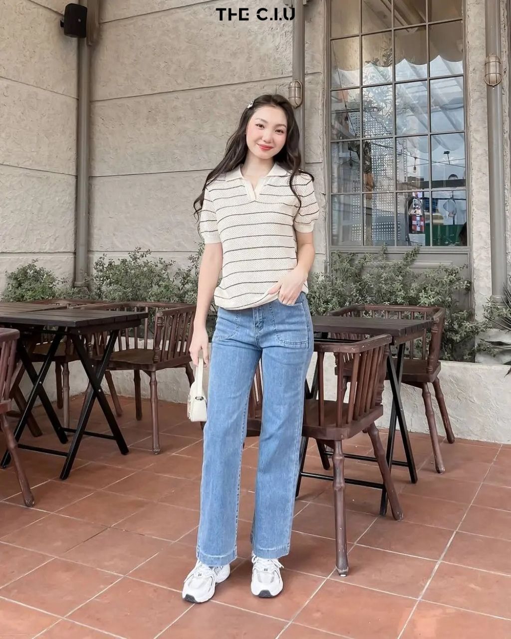 phối đồ với quần baggy jeans nữ