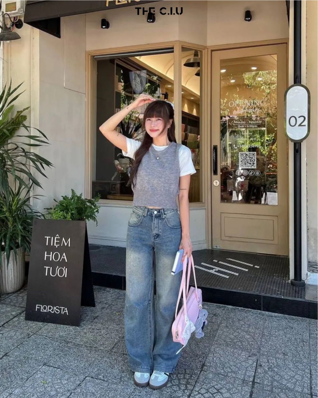 Quần ống rộng jean