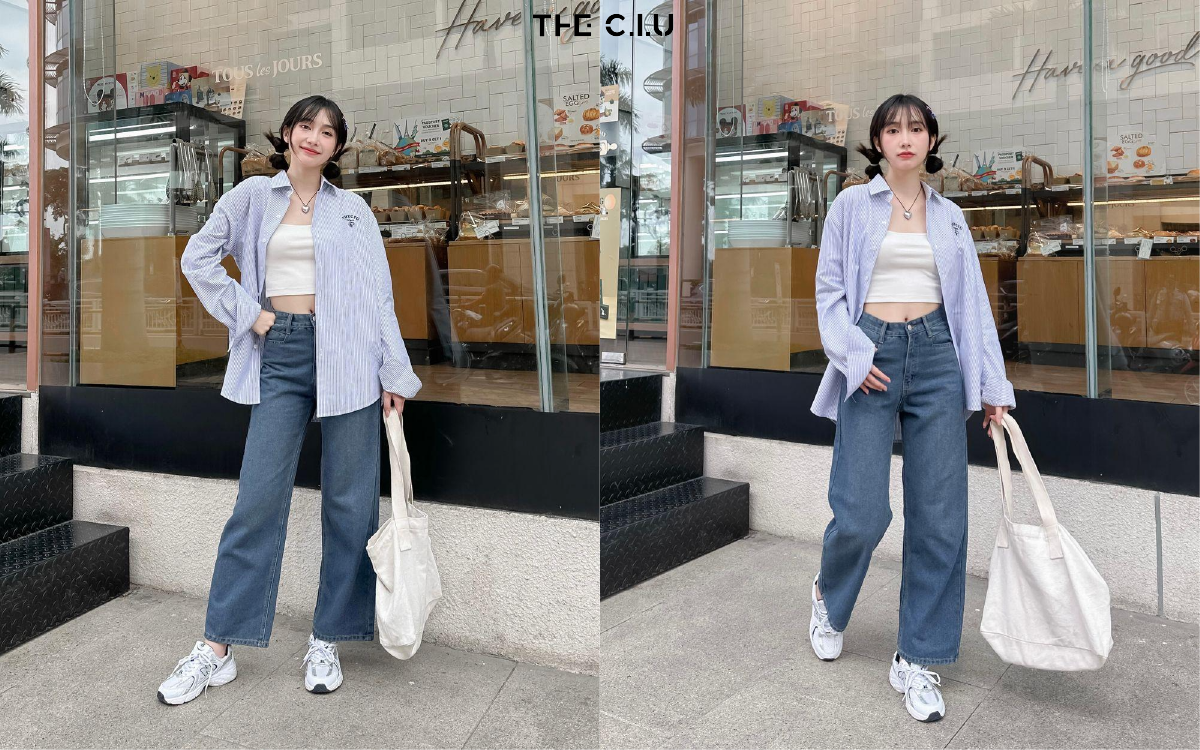Phong cách layer với áo sơ mi tay dài và croptop, bạn đã trở nên thời thượng và cá tính
