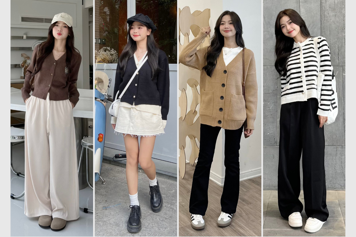 Cách Phối Đồ Với Áo Cardigan Cho Nàng Dễ Dàng Biến Hóa Phong Cách