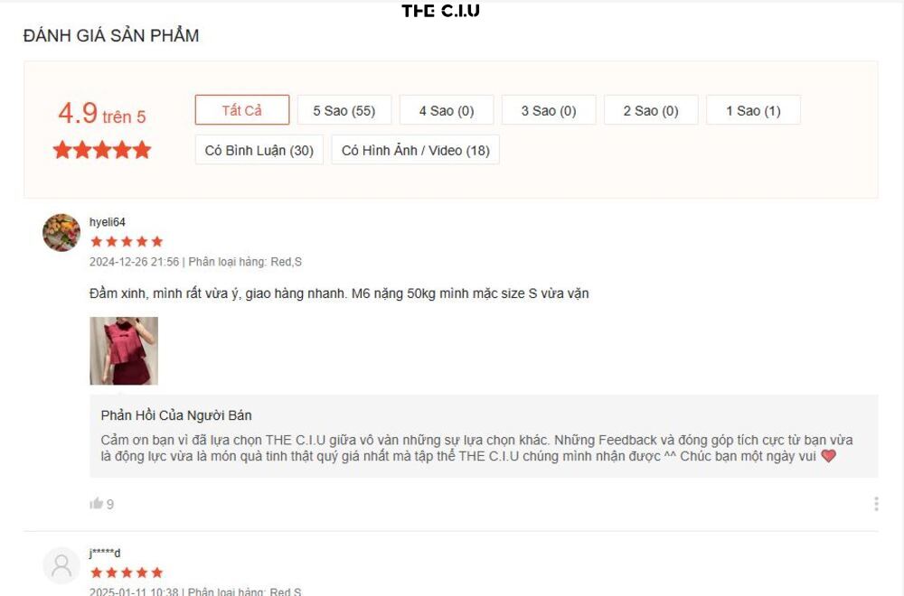Kiara Set được đánh giá rất cao trên Shopee.