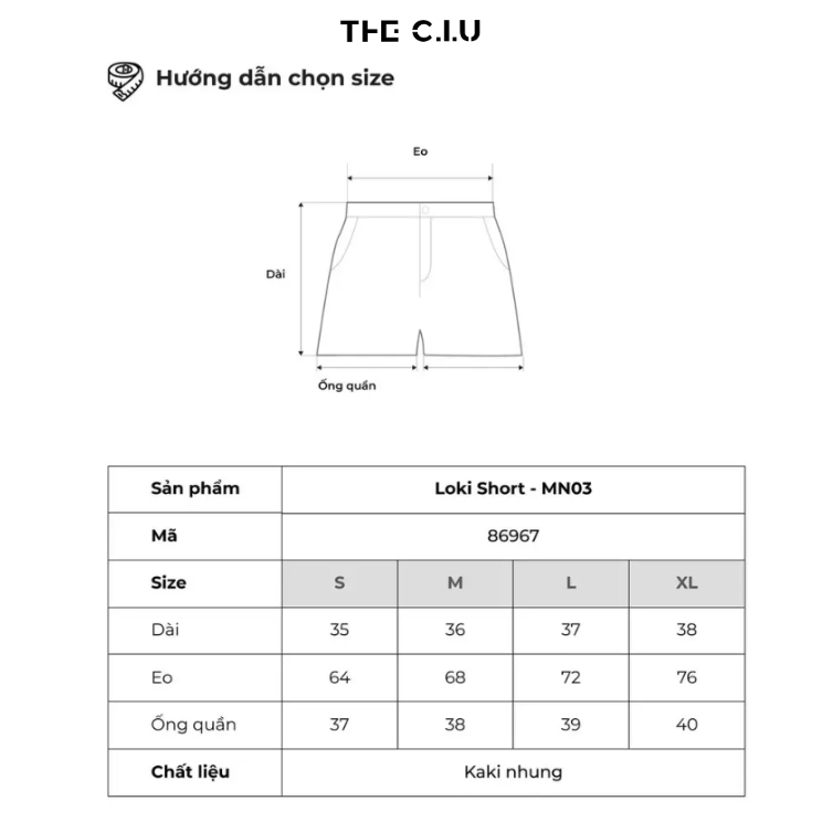 Lựa chọn size phù hợp cho quần short jean THE C.I.U - Sinju Short