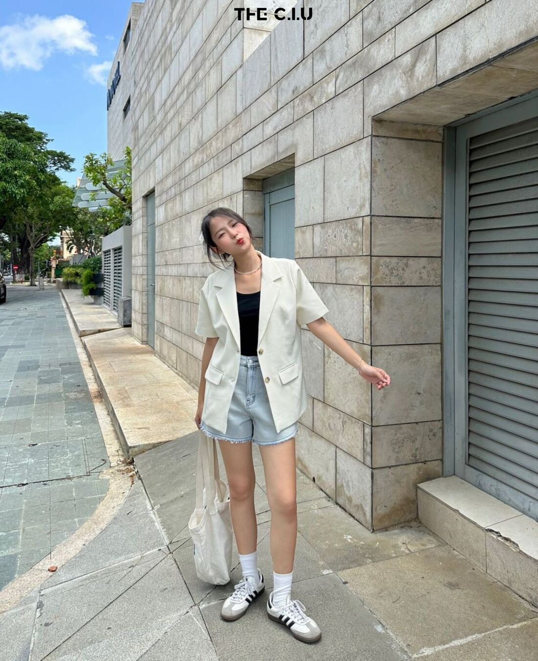 phối quần short jean nữ